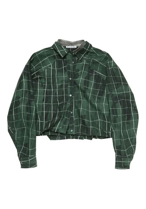 camicia layered check uomo verde ACNE STUDIOS | BB0649AO2